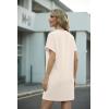 imageGRECERELLE Womens Casual TShirt Dress with Pockets Short Sleeve Shift Dresses WrinkleResistant Above Knee LengthApricot White