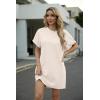 imageGRECERELLE Womens Casual TShirt Dress with Pockets Short Sleeve Shift Dresses WrinkleResistant Above Knee LengthApricot White