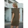 imageGRECERELLE Womens Casual TShirt Dress with Pockets Short Sleeve Shift Dresses WrinkleResistant Above Knee LengthArmy Green
