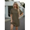 imageGRECERELLE Womens Casual TShirt Dress with Pockets Short Sleeve Shift Dresses WrinkleResistant Above Knee LengthArmy Green