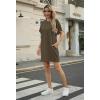 imageGRECERELLE Womens Casual TShirt Dress with Pockets Short Sleeve Shift Dresses WrinkleResistant Above Knee LengthArmy Green