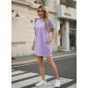 imageGRECERELLE Womens Casual TShirt Dress with Pockets Short Sleeve Shift Dresses WrinkleResistant Above Knee LengthAura Indigo