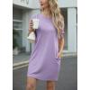 imageGRECERELLE Womens Casual TShirt Dress with Pockets Short Sleeve Shift Dresses WrinkleResistant Above Knee LengthAura Indigo