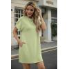 imageGRECERELLE Womens Casual TShirt Dress with Pockets Short Sleeve Shift Dresses WrinkleResistant Above Knee LengthAvocado Green