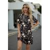 imageGRECERELLE Womens Casual TShirt Dress with Pockets Short Sleeve Shift Dresses WrinkleResistant Above Knee LengthBlack Ink Lotus