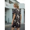 imageGRECERELLE Womens Casual TShirt Dress with Pockets Short Sleeve Shift Dresses WrinkleResistant Above Knee LengthBlack Ink Lotus