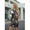 imageGRECERELLE Womens Casual TShirt Dress with Pockets Short Sleeve Shift Dresses WrinkleResistant Above Knee LengthBlack Ink Lotus