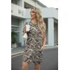 imageGRECERELLE Womens Casual TShirt Dress with Pockets Short Sleeve Shift Dresses WrinkleResistant Above Knee LengthBlack Khaki Leaf