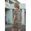 imageGRECERELLE Womens Casual TShirt Dress with Pockets Short Sleeve Shift Dresses WrinkleResistant Above Knee LengthBlack Khaki Leaf