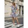 imageGRECERELLE Womens Casual TShirt Dress with Pockets Short Sleeve Shift Dresses WrinkleResistant Above Knee LengthBlue Pink Paisley