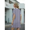 imageGRECERELLE Womens Casual TShirt Dress with Pockets Short Sleeve Shift Dresses WrinkleResistant Above Knee LengthBlue White Wave