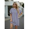 imageGRECERELLE Womens Casual TShirt Dress with Pockets Short Sleeve Shift Dresses WrinkleResistant Above Knee LengthBlue White Wave