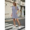 imageGRECERELLE Womens Casual TShirt Dress with Pockets Short Sleeve Shift Dresses WrinkleResistant Above Knee LengthBlue White Wave