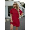 imageGRECERELLE Womens Casual TShirt Dress with Pockets Short Sleeve Shift Dresses WrinkleResistant Above Knee LengthBurgundy
