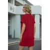 imageGRECERELLE Womens Casual TShirt Dress with Pockets Short Sleeve Shift Dresses WrinkleResistant Above Knee LengthBurgundy