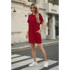 imageGRECERELLE Womens Casual TShirt Dress with Pockets Short Sleeve Shift Dresses WrinkleResistant Above Knee LengthBurgundy