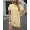 imageGRECERELLE Womens Casual TShirt Dress with Pockets Short Sleeve Shift Dresses WrinkleResistant Above Knee LengthButter Yellow