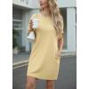 imageGRECERELLE Womens Casual TShirt Dress with Pockets Short Sleeve Shift Dresses WrinkleResistant Above Knee LengthButter Yellow