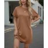 imageGRECERELLE Womens Casual TShirt Dress with Pockets Short Sleeve Shift Dresses WrinkleResistant Above Knee LengthCamel