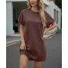 imageGRECERELLE Womens Casual TShirt Dress with Pockets Short Sleeve Shift Dresses WrinkleResistant Above Knee LengthDark Coffee