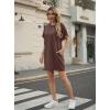 imageGRECERELLE Womens Casual TShirt Dress with Pockets Short Sleeve Shift Dresses WrinkleResistant Above Knee LengthDark Coffee