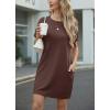 imageGRECERELLE Womens Casual TShirt Dress with Pockets Short Sleeve Shift Dresses WrinkleResistant Above Knee LengthDark Coffee