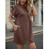imageGRECERELLE Womens Casual TShirt Dress with Pockets Short Sleeve Shift Dresses WrinkleResistant Above Knee LengthDark Coffee