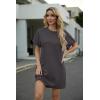 imageGRECERELLE Womens Casual TShirt Dress with Pockets Short Sleeve Shift Dresses WrinkleResistant Above Knee LengthDark Gray