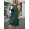 imageGRECERELLE Womens Casual TShirt Dress with Pockets Short Sleeve Shift Dresses WrinkleResistant Above Knee LengthDark Green