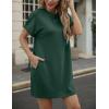 imageGRECERELLE Womens Casual TShirt Dress with Pockets Short Sleeve Shift Dresses WrinkleResistant Above Knee LengthDark Green