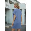 imageGRECERELLE Womens Casual TShirt Dress with Pockets Short Sleeve Shift Dresses WrinkleResistant Above Knee LengthDenim Blue