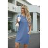 imageGRECERELLE Womens Casual TShirt Dress with Pockets Short Sleeve Shift Dresses WrinkleResistant Above Knee LengthDenim Blue