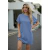 imageGRECERELLE Womens Casual TShirt Dress with Pockets Short Sleeve Shift Dresses WrinkleResistant Above Knee LengthDenim Blue