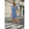 imageGRECERELLE Womens Casual TShirt Dress with Pockets Short Sleeve Shift Dresses WrinkleResistant Above Knee LengthDenim Blue