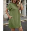 imageGRECERELLE Womens Casual TShirt Dress with Pockets Short Sleeve Shift Dresses WrinkleResistant Above Knee LengthDill Green