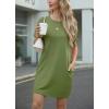 imageGRECERELLE Womens Casual TShirt Dress with Pockets Short Sleeve Shift Dresses WrinkleResistant Above Knee LengthDill Green