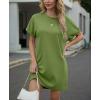 imageGRECERELLE Womens Casual TShirt Dress with Pockets Short Sleeve Shift Dresses WrinkleResistant Above Knee LengthDill Green