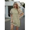 imageGRECERELLE Womens Casual TShirt Dress with Pockets Short Sleeve Shift Dresses WrinkleResistant Above Knee LengthGreen White Maze