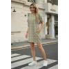 imageGRECERELLE Womens Casual TShirt Dress with Pockets Short Sleeve Shift Dresses WrinkleResistant Above Knee LengthGreen White Maze