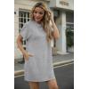 imageGRECERELLE Womens Casual TShirt Dress with Pockets Short Sleeve Shift Dresses WrinkleResistant Above Knee LengthHeather Grey