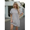 imageGRECERELLE Womens Casual TShirt Dress with Pockets Short Sleeve Shift Dresses WrinkleResistant Above Knee LengthHeather Grey