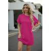 imageGRECERELLE Womens Casual TShirt Dress with Pockets Short Sleeve Shift Dresses WrinkleResistant Above Knee LengthHot Pink