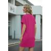 imageGRECERELLE Womens Casual TShirt Dress with Pockets Short Sleeve Shift Dresses WrinkleResistant Above Knee LengthHot Pink