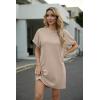 imageGRECERELLE Womens Casual TShirt Dress with Pockets Short Sleeve Shift Dresses WrinkleResistant Above Knee LengthKhaki