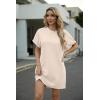 imageGRECERELLE Womens Casual TShirt Dress with Pockets Short Sleeve Shift Dresses WrinkleResistant Above Knee LengthLight Apricot