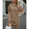 imageGRECERELLE Womens Casual TShirt Dress with Pockets Short Sleeve Shift Dresses WrinkleResistant Above Knee LengthLight Coffee
