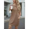 imageGRECERELLE Womens Casual TShirt Dress with Pockets Short Sleeve Shift Dresses WrinkleResistant Above Knee LengthLight Coffee