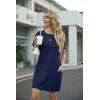 imageGRECERELLE Womens Casual TShirt Dress with Pockets Short Sleeve Shift Dresses WrinkleResistant Above Knee LengthNavy Blue