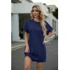 imageGRECERELLE Womens Casual TShirt Dress with Pockets Short Sleeve Shift Dresses WrinkleResistant Above Knee LengthNavy Blue