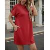 imageGRECERELLE Womens Casual TShirt Dress with Pockets Short Sleeve Shift Dresses WrinkleResistant Above Knee LengthRed